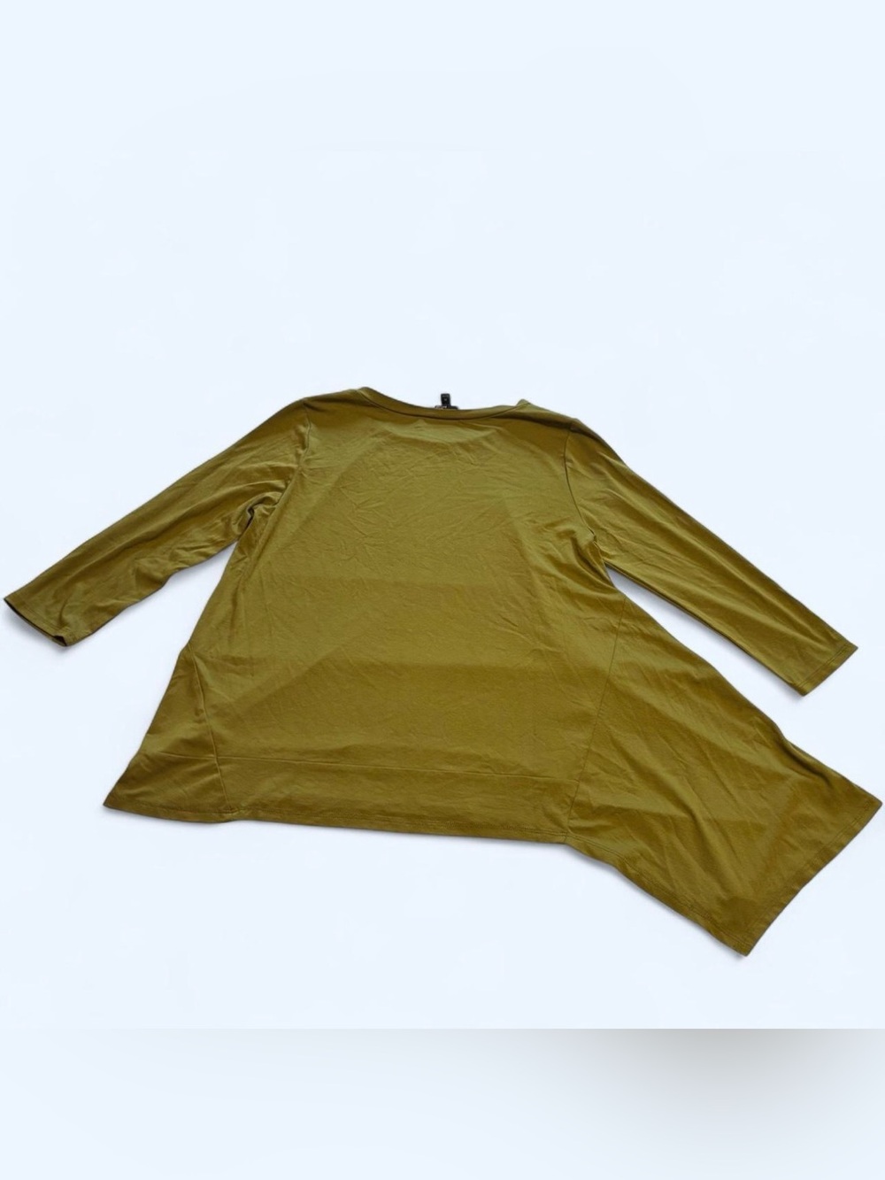 Lisa Bayne Lagenlook Asymmetrical Top Green Long Sleeve Tunic Petite Medium PM - Picture 3 of 5